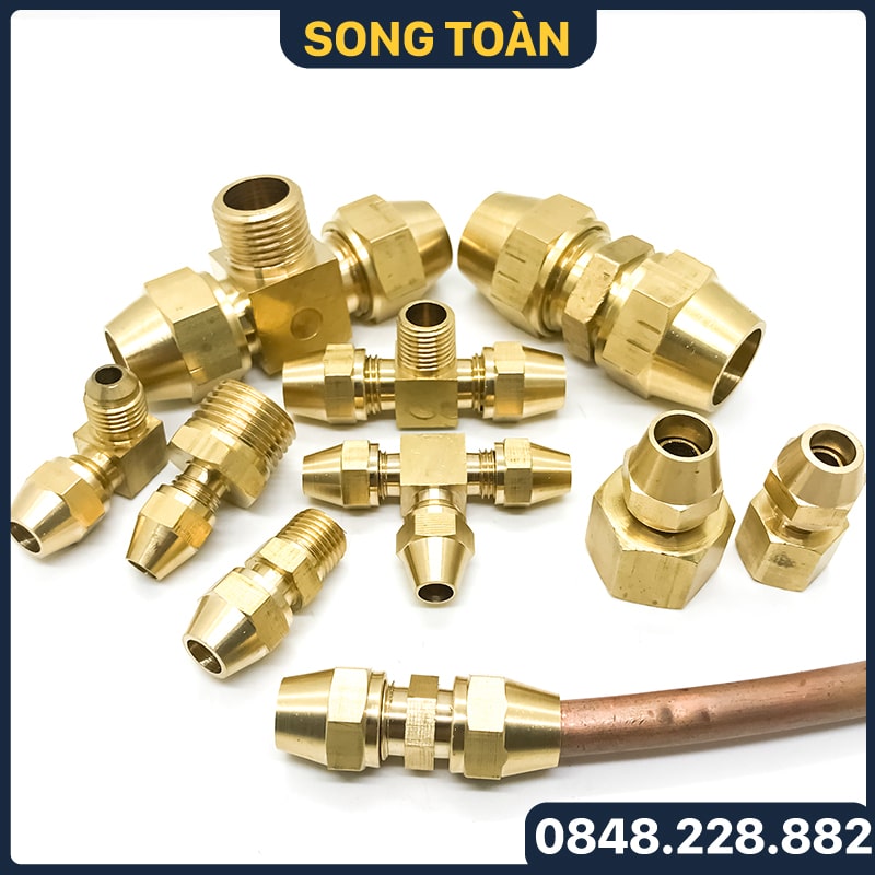 bo-noi-con-loi-NPT-la-ong-dong-phi-6-8-10-12-16-19mm-2-min Thẳng 1 Đầu Côn Lồi Loe Ống Siết Rắc Co, 1 Đầu Ren Ngoài BSP / Flare Fittings - Đồng Thau