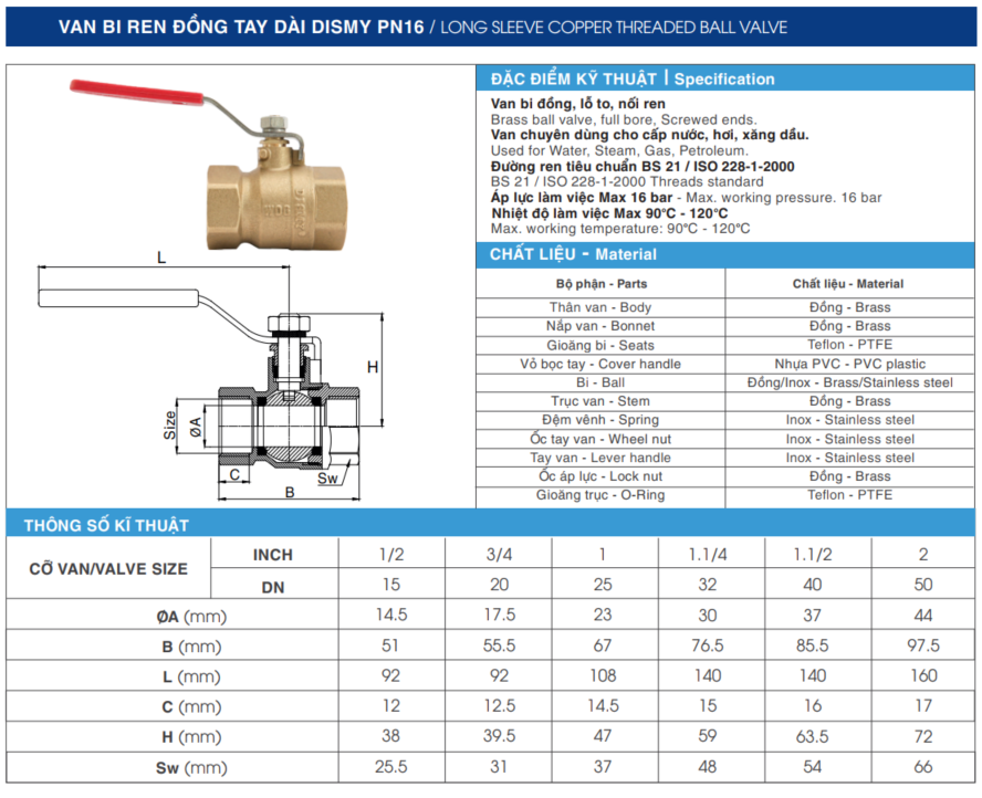 catalogue-van-bi-ren-dong-tay-dai-dismy-pn16-long-sleeve-copper-threaded-ball-valve Van Bi Ren Đồng Tay Dài Dismy PN16 - Sự Lựa Chọn Lý Tưởng cho Hệ Thống Cấp Nước, Hơi và Xăng Dầu