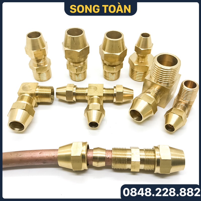 khop-noi-chen-hat-bap-nhan-noi-ong-dong-nhua-pu-compression-fittings-dong-thau-2 Co 90 Độ 2 Đầu Chèn Hạt Bắp (Nhẫn) Nối Ống Đồng & Nhựa Pu / Compression Fittings - Đồng Thau