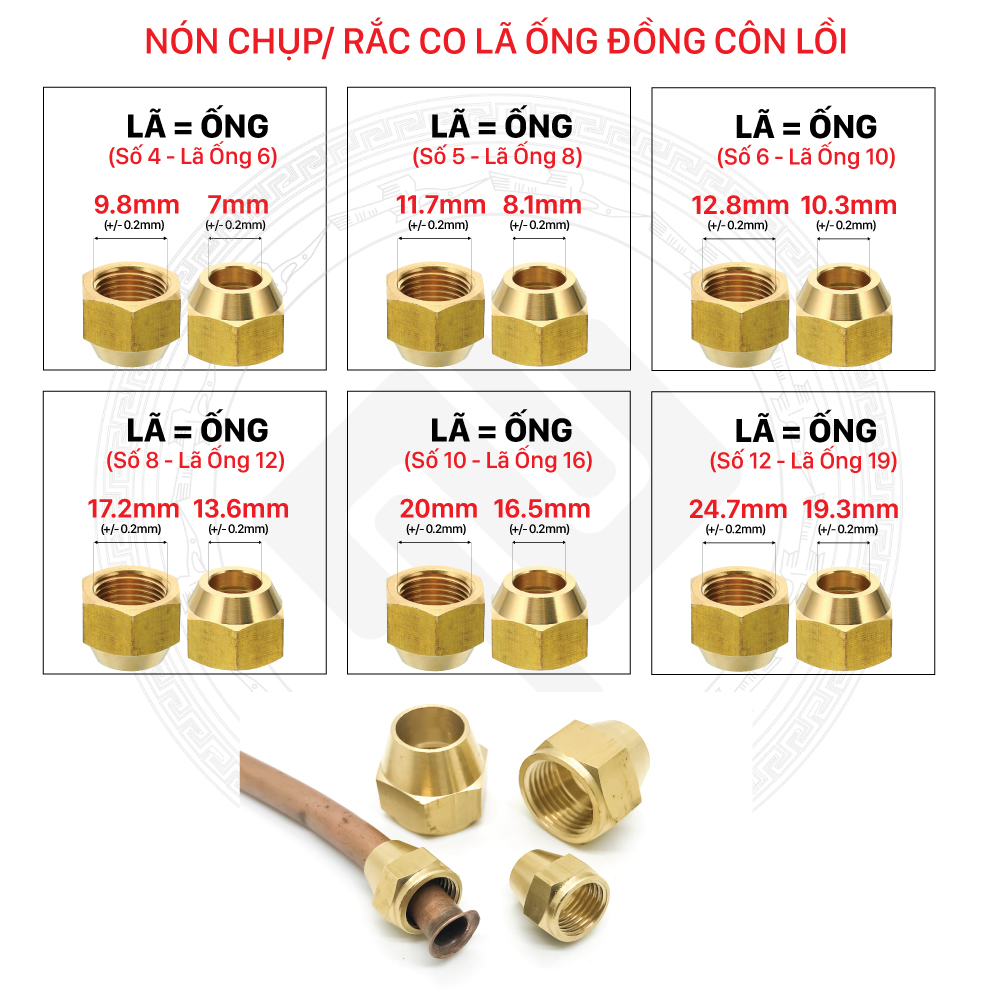 ren-trong-con-loi-la-ong-dong-phi-6-8-10-12-16-brass-flare-fitting-cap-npt Tê 3 Đầu Côn Lồi Loe Ống Siết Rắc Co Nối Ống Đồng / Flare Fittings - Đồng Thau