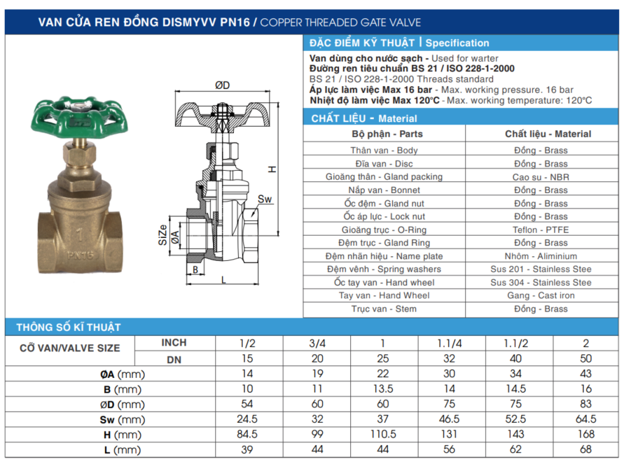 van-cua-ren-dong-dismy-pn16-copper-threaded-gate-valve Van Cửa Ren Đồng Dismy PN16 - Lựa Chọn Tối Ưu cho Hệ Thống Nước Sạch và Công Nghiệp